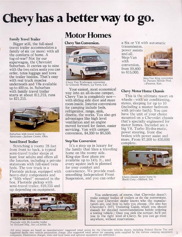 1971 Chevrolet Recreation Vehicles Brochure Page 4